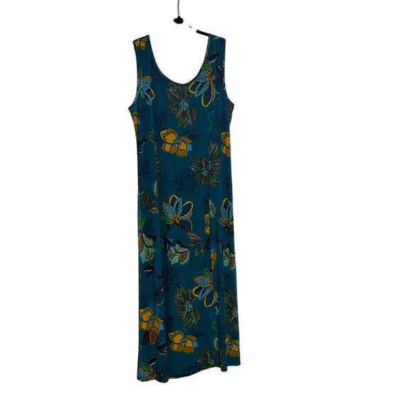Floral Teal Two-Piece Dress with Long Sleeve Top By Iman Size L #D-6-6-0 - Picture 9 of 15